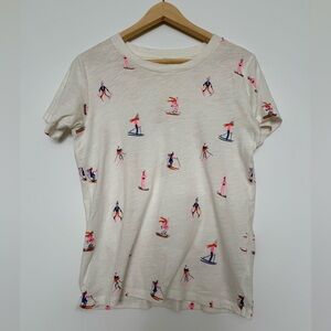 J.crew Cream T-Shirt with Colorful Skier Print